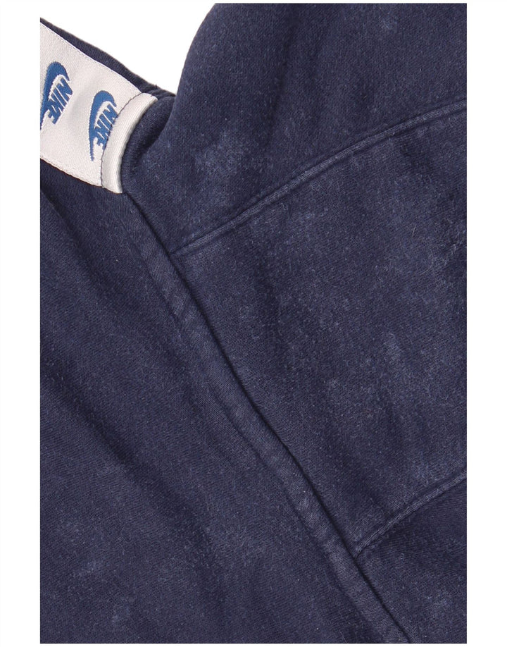 NIKE Mens Graphic Hoodie Jumper Medium Navy Blue Cotton