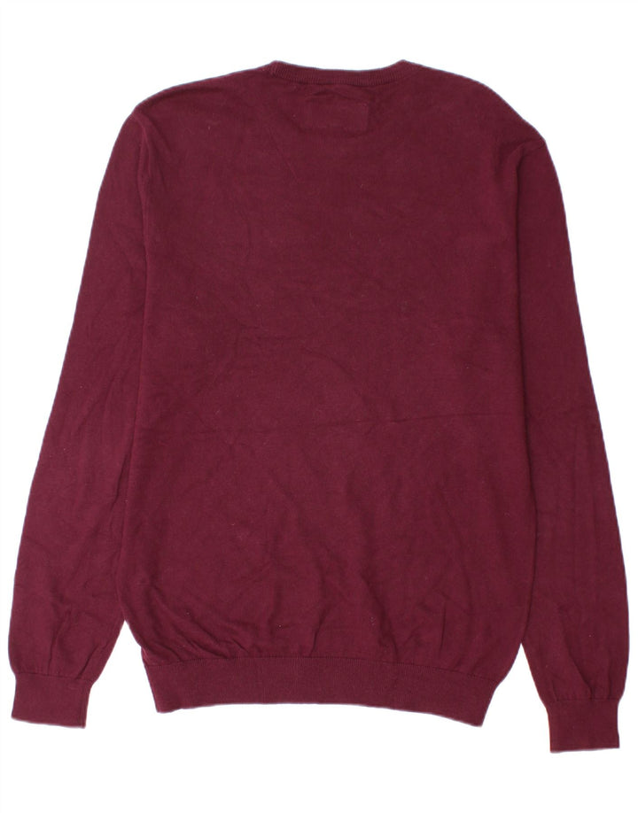 Jack Wills Ανδρικό πουλόβερ με λαιμόκοψη, μεσαίο βαμβακερό μπορντό