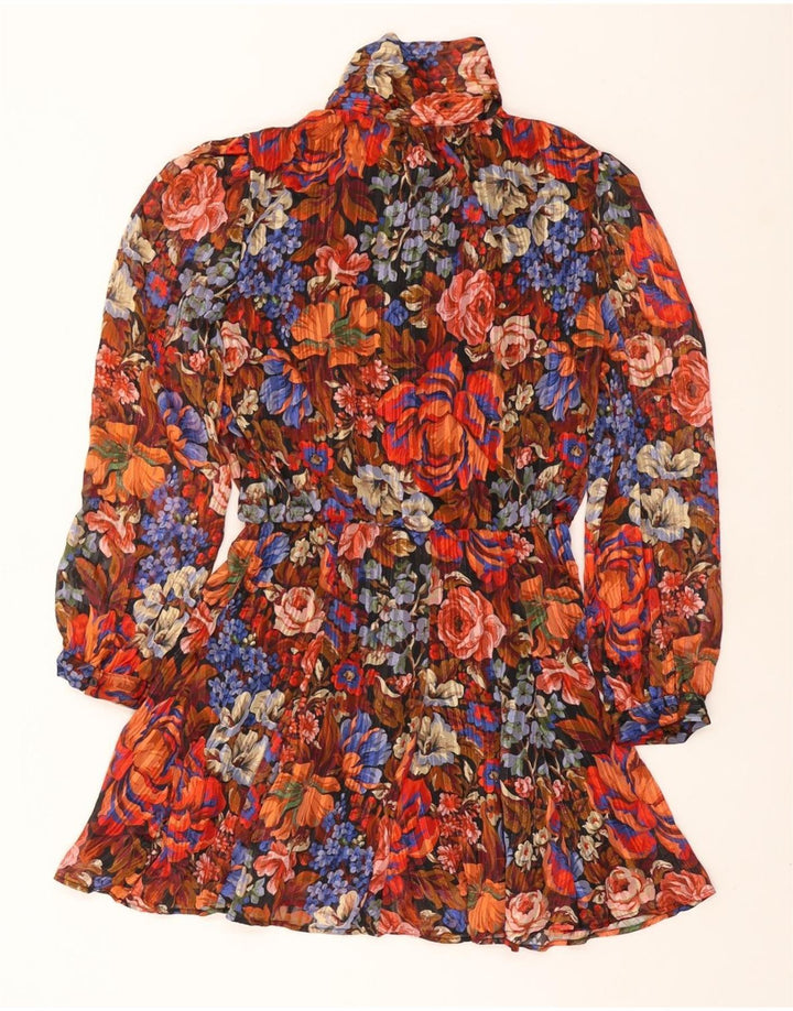 Γυναικείο φόρεμα ZARA Μπροστινή γραβάτα A-Line UK 12 Medium πολύχρωμο Floral