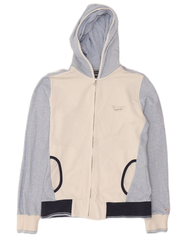 Champion Womens Heritage Fit Zip Hoodie πουλόβερ UK 14 Medium Blue