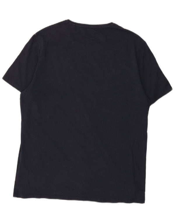 Ανδρικό γραφικό T-Shirt Guess Slim Fit Top XL Navy Blue Cotton