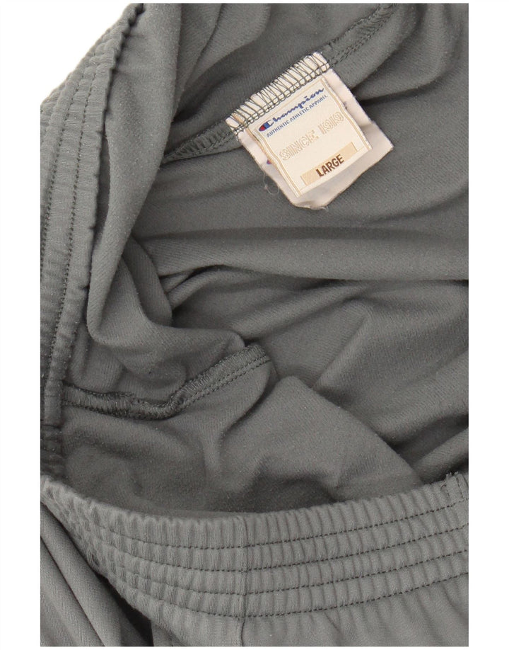 CHAMPION Mens Graphic Tracksuit Trousers Large Grey Polyester