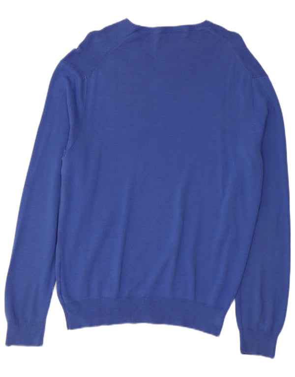 Polo Ralph Lauren Mens V-Neck Jumper Sweater Large Blue Cotton