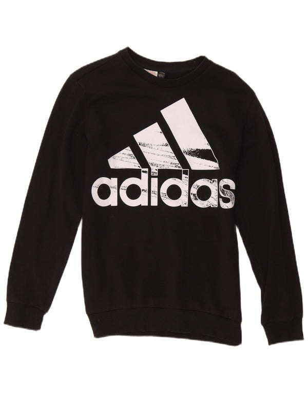 Γραφικό Φούτερ Adidas Boys Jumper 13-14 ετών Μαύρο βαμβακερό