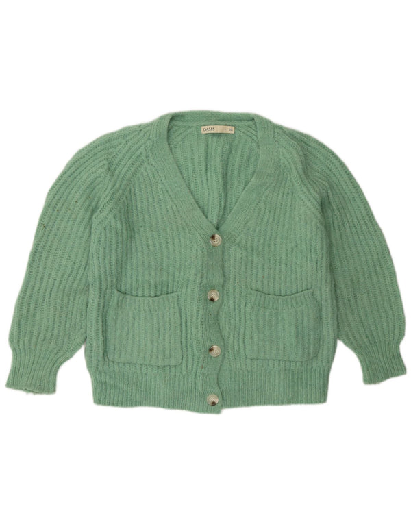 Oasis Womens Loose Fit Cardigan Sweater UK 14 Medium Green Polyester