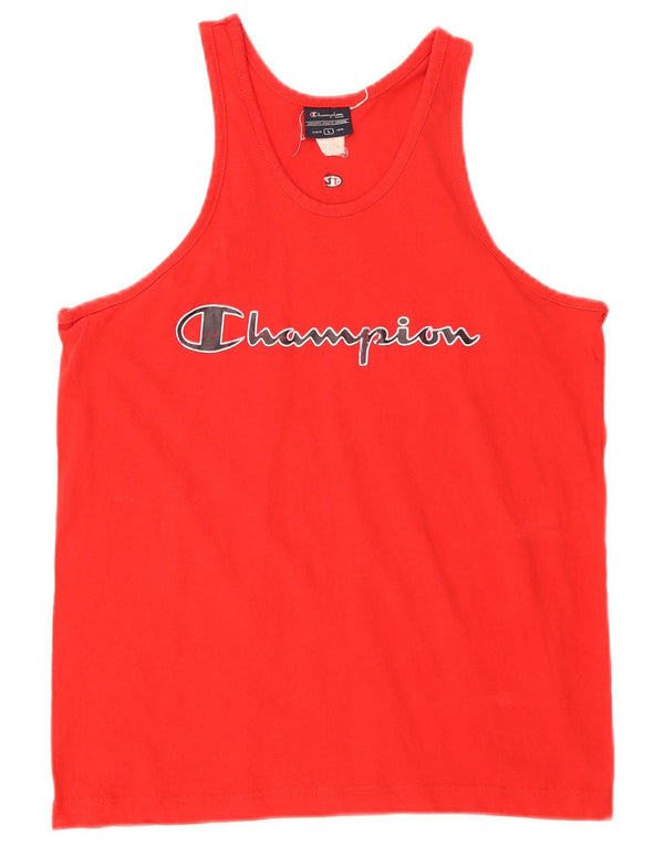 Champion Womens Graphic Vest Top UK 16 Large Red Cotton