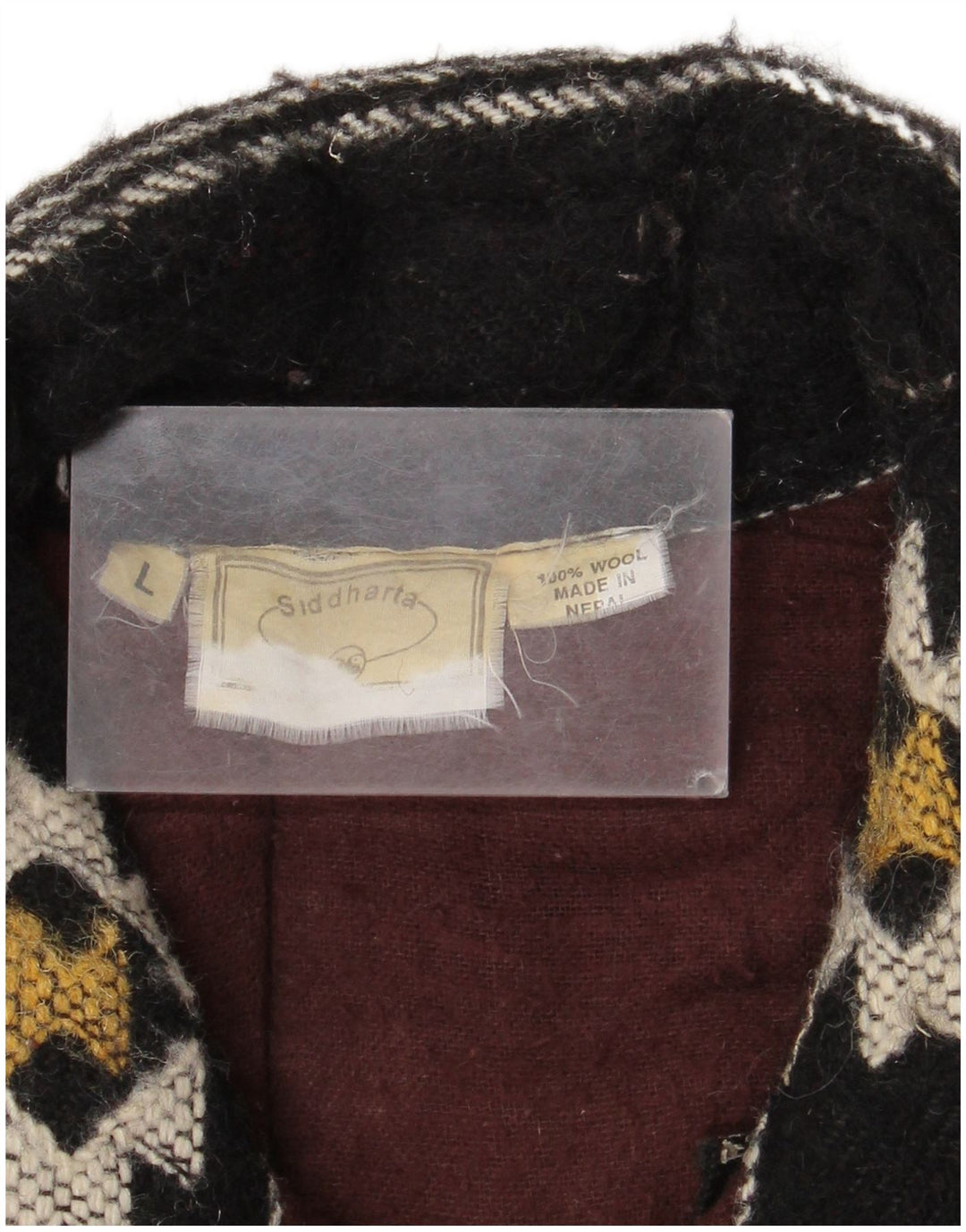 Vintage Ανδρικό παλτό Duffle UK 40 Μεγάλο πολύχρωμο γεωμετρικό μαλλί