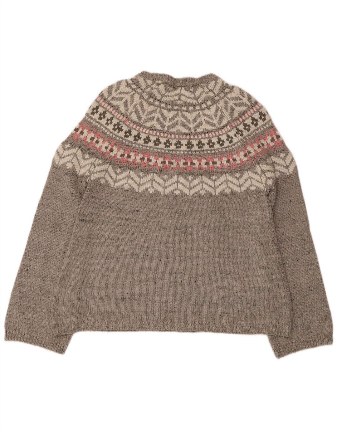 Marks & Spencer Γυναικείο πουλόβερ με λαιμόκαυστο UK 12 Medium Grey Fair Isle