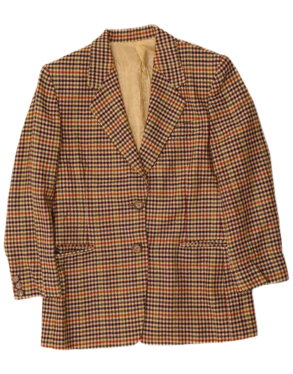 Vintage γυναικείο μπουφάν blazer UK 12 μεσαίο μπεζ μαλλί Houndstooth