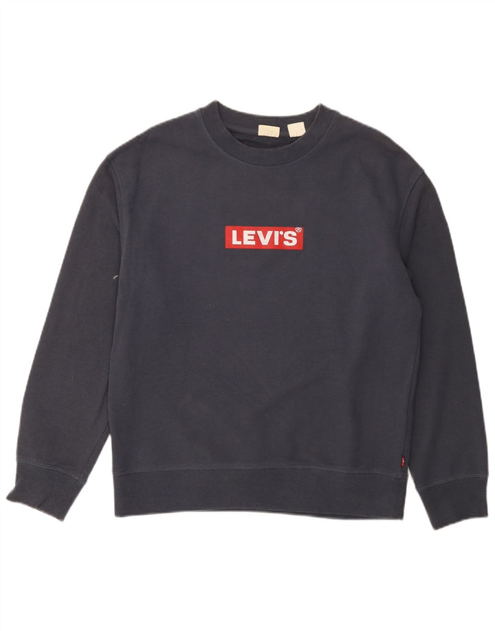 Γυναικείο γραφικό φούτερ Levi's Jumper UK 14 Medium Navy Blue Cotton