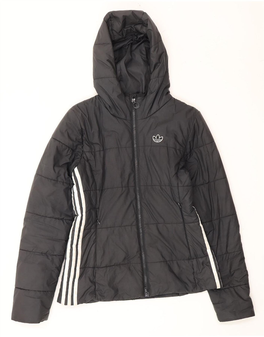ADIDAS Womens Hooded Padded Jacket UK 10 Small  Black Polyester