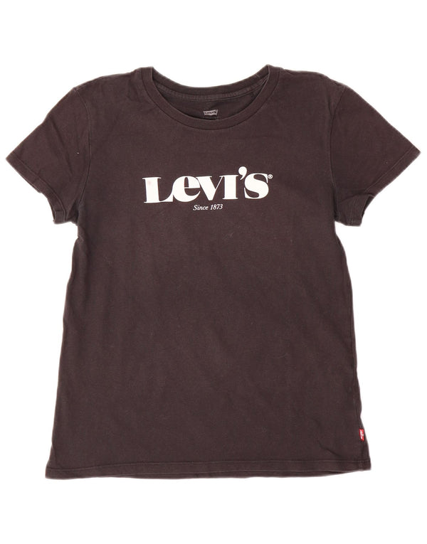 Γυναικείο γραφικό T-Shirt Levi's Top UK 6 XS Μαύρο βαμβακερό