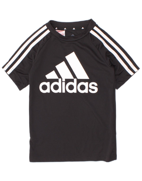 Adidas Boys Aeroready Graphic T-Shirt Top 5-6 Years Black Polyester