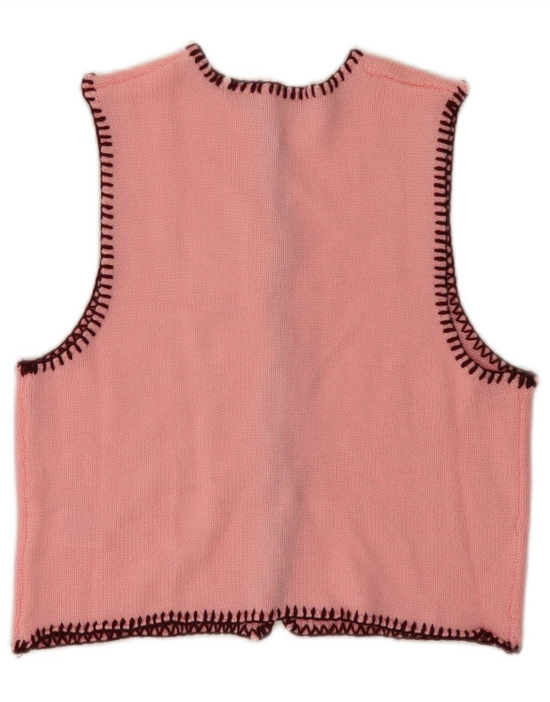 VINTAGE Γυναικείο Αμάνικο Ζακέτα πουλόβερ UK 6 XS Ροζ Ακρυλικό