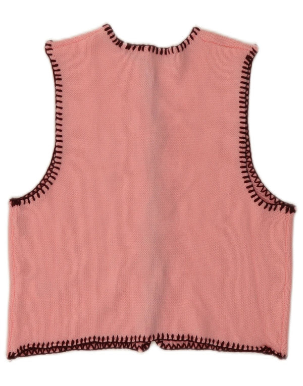 VINTAGE Γυναικείο Αμάνικο Ζακέτα πουλόβερ UK 6 XS Ροζ Ακρυλικό