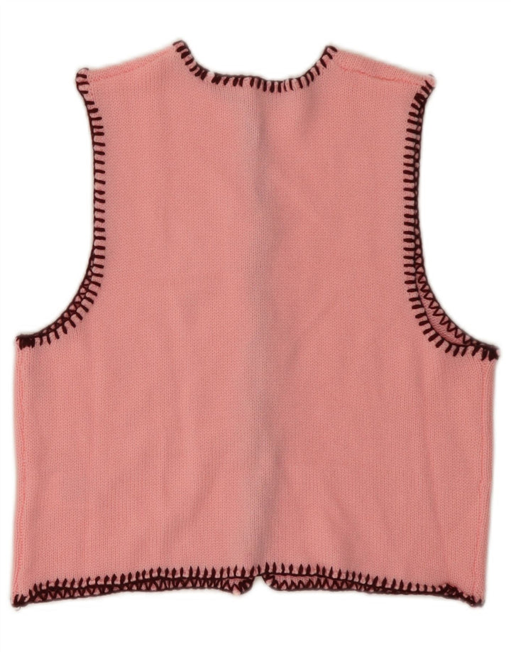 VINTAGE Γυναικείο Αμάνικο Ζακέτα πουλόβερ UK 6 XS Ροζ Ακρυλικό