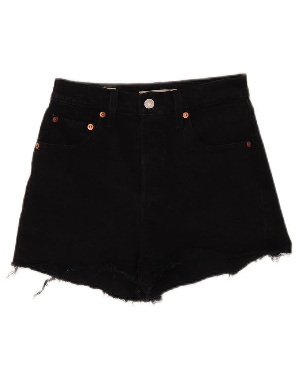 Γυναικείο φαρδύ ψηλόμεσο τζιν σορτς Levi's W25 XS μαύρο βαμβακερό