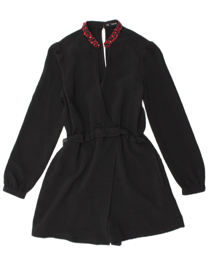 ZARA Womens Long Sleeve Playsuit UK 6 XS  Black