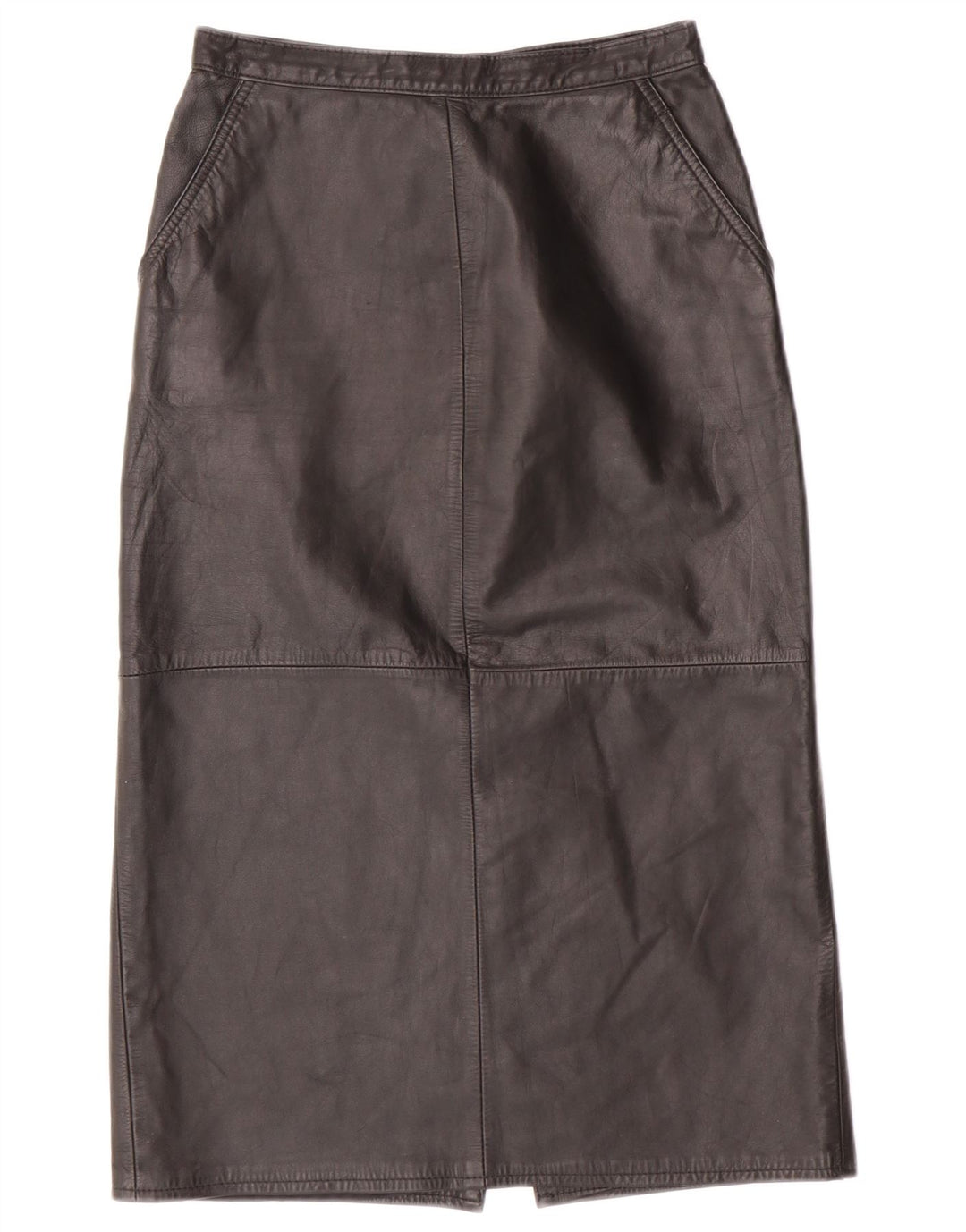 CHALICE Γυναικεία Ψηλόμεση Δερμάτινη Φούστα UK 8 Small W24 Μαύρη Δερμάτινη