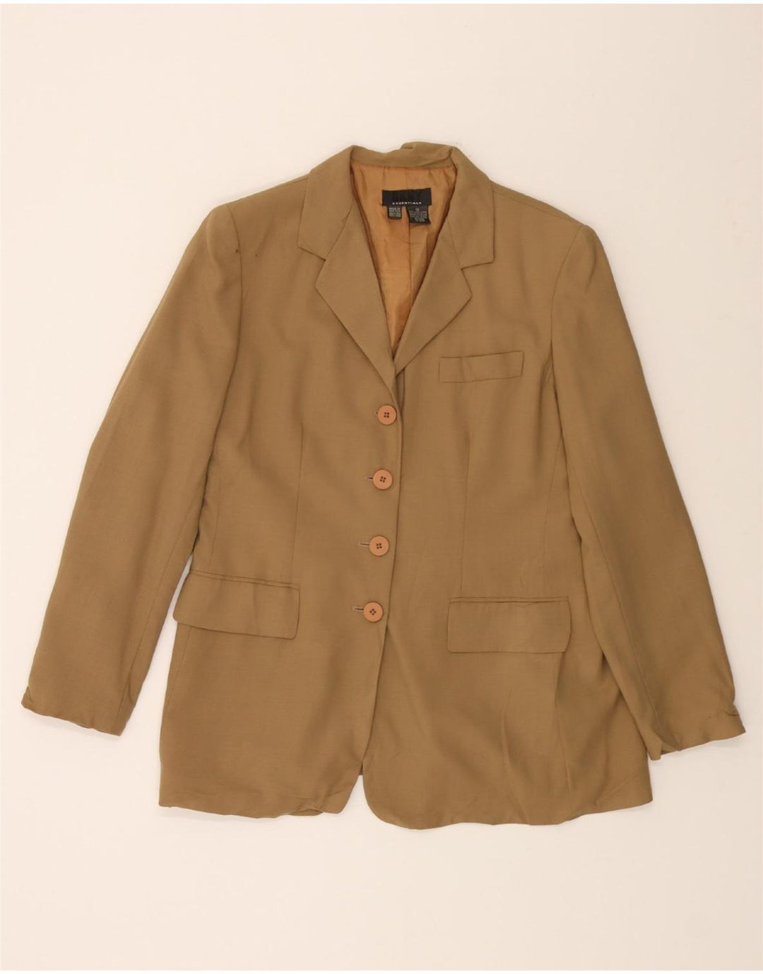 DKNY Womens 4 Button Blazer Jacket US 12 Large Beige Wool Vintage Dkny and Second-Hand Dkny from Messina Hembry 