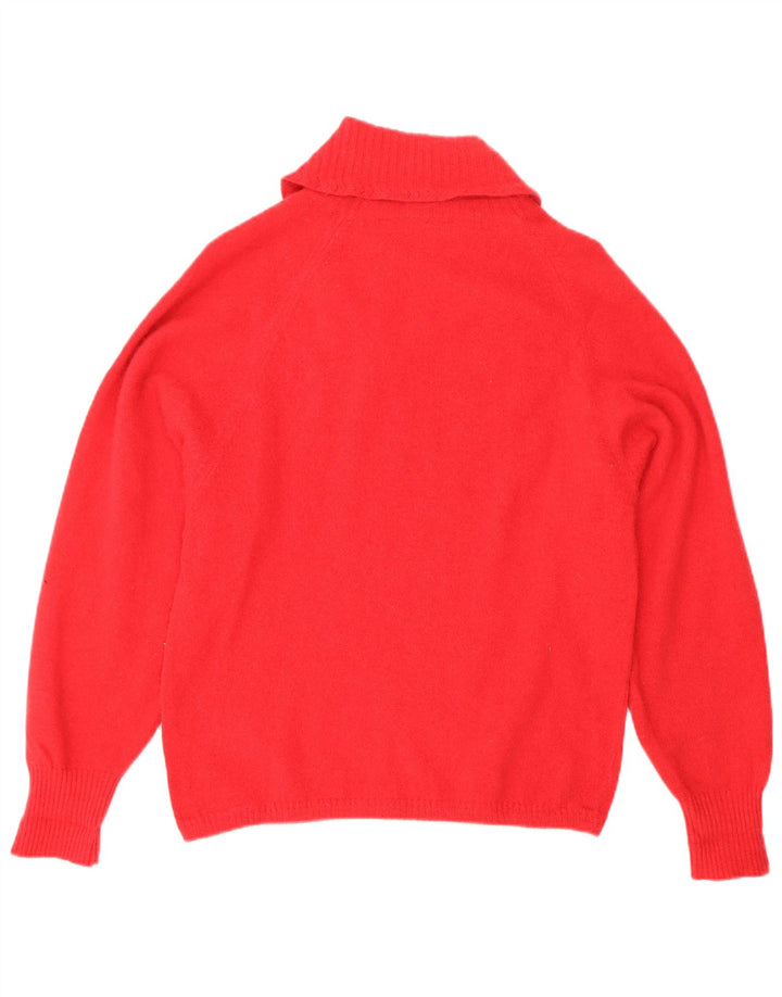 Vintage γυναικείο πουλόβερ με λαιμό σάλι UK 12 μεσαίο κόκκινο μαλλί