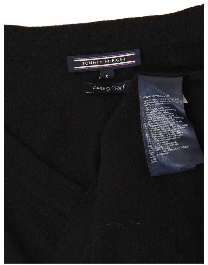 Tommy Hilfiger Γυναικείο πουλόβερ με λαιμόκοψη με V λαιμόκοψη UK 10 Small Black Wool