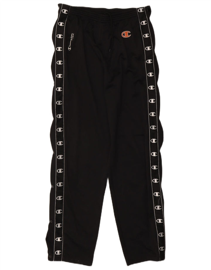 CHAMPION Mens Graphic Tracksuit Trousers Medium  Black Polyester