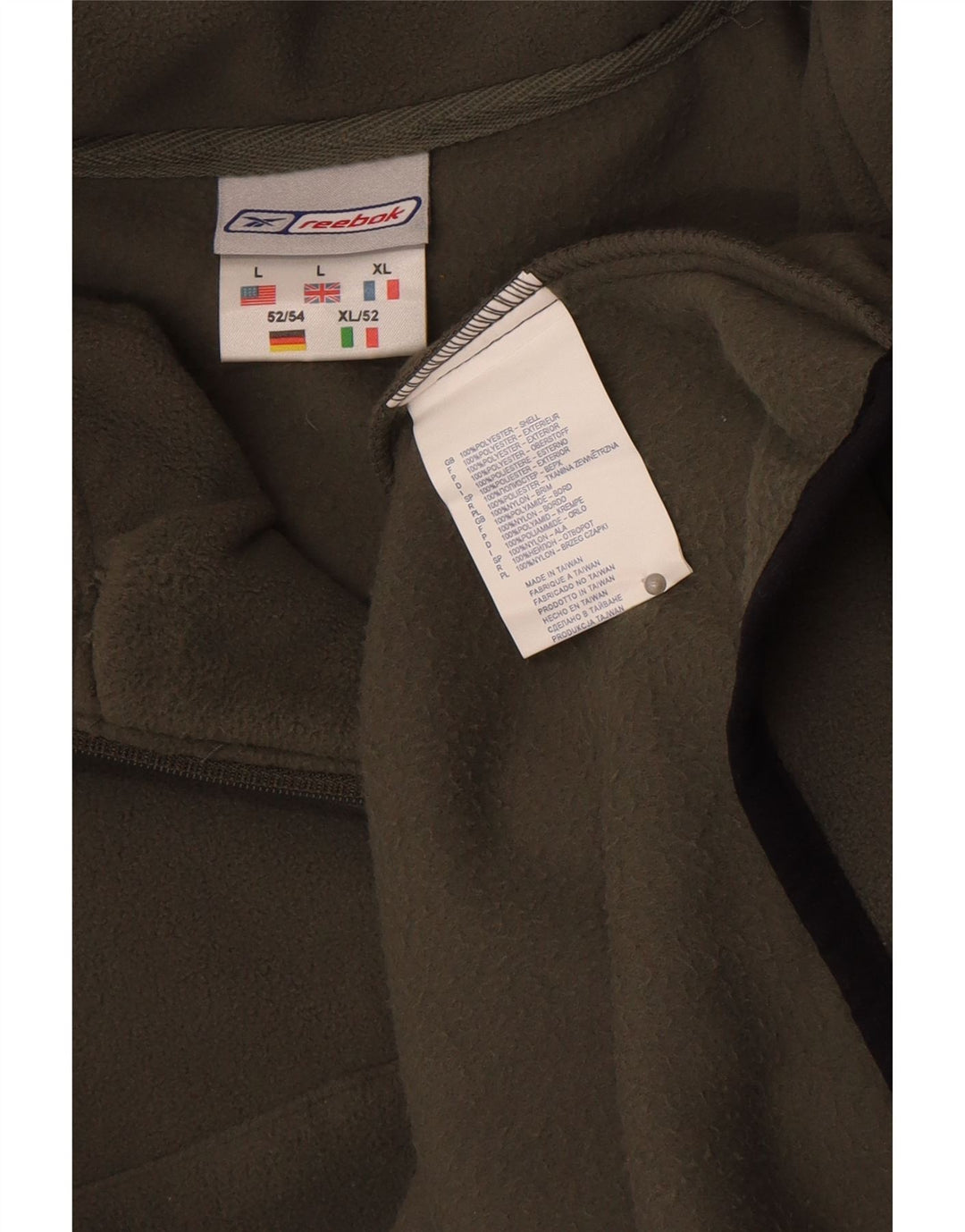 Reebok Ανδρικό φερμουάρ Fleece Jumper Μεγάλο Χακί Πολυεστέρας