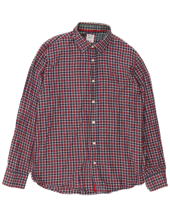 Crew Clothing Ανδρικό πουκάμισο με κλασική εφαρμογή φανέλα μεσαίο γκρι βαμβακερό