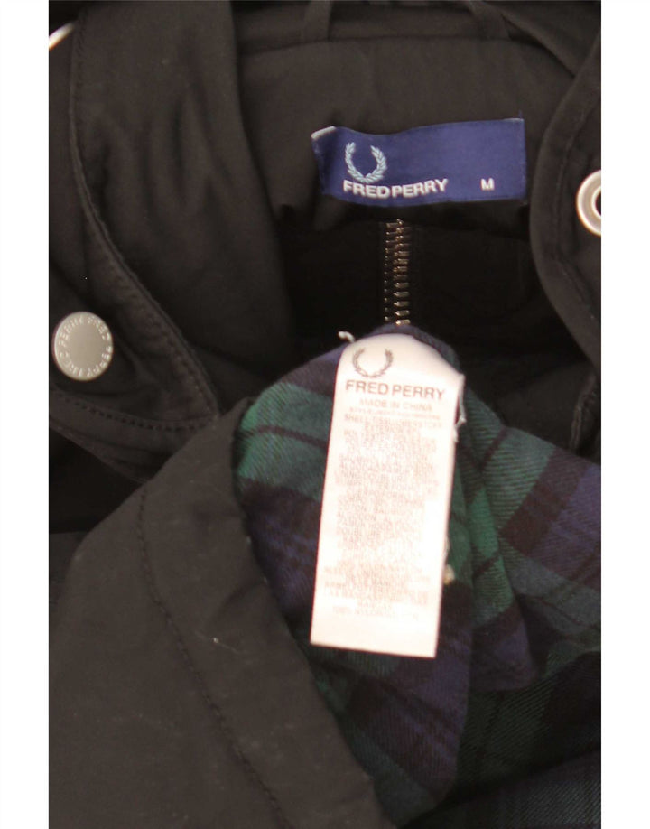Fred Perry Ανδρικό μπουφάν με κουκούλα αντιανεμικό UK 38 Medium Black Nylon