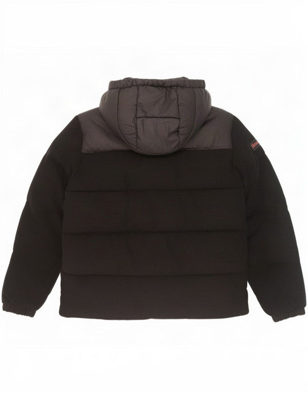 Μπουφάν Tommy Hilfiger Boys με κουκούλα κοτλέ με επένδυση 11-12 ετών μαύρο βαμβακερό