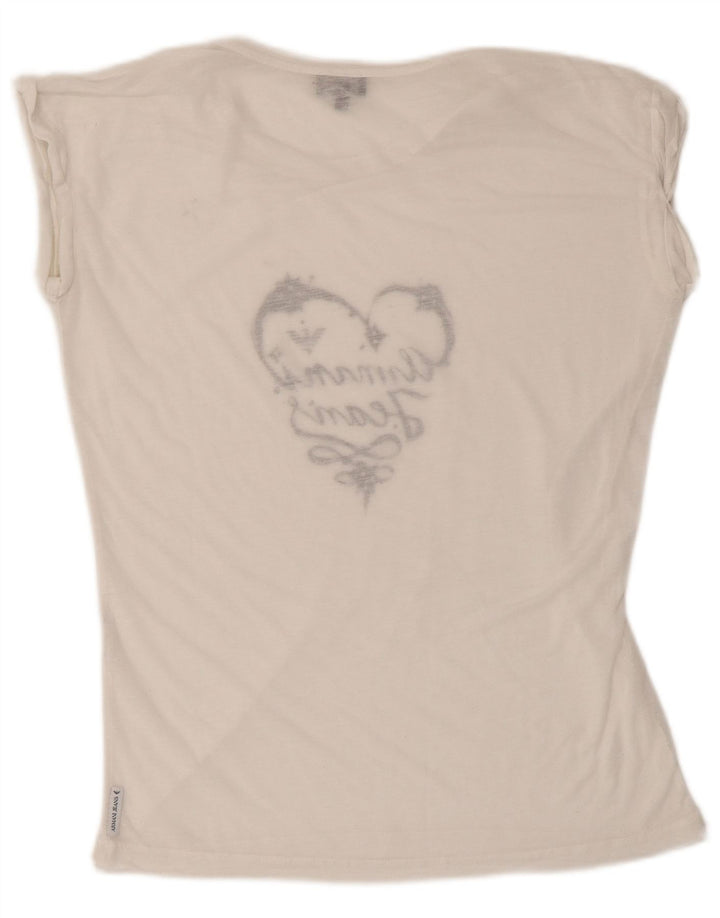 Armani Jeans Γυναικείο γραφικό T-Shirt Top EU 40 Medium White