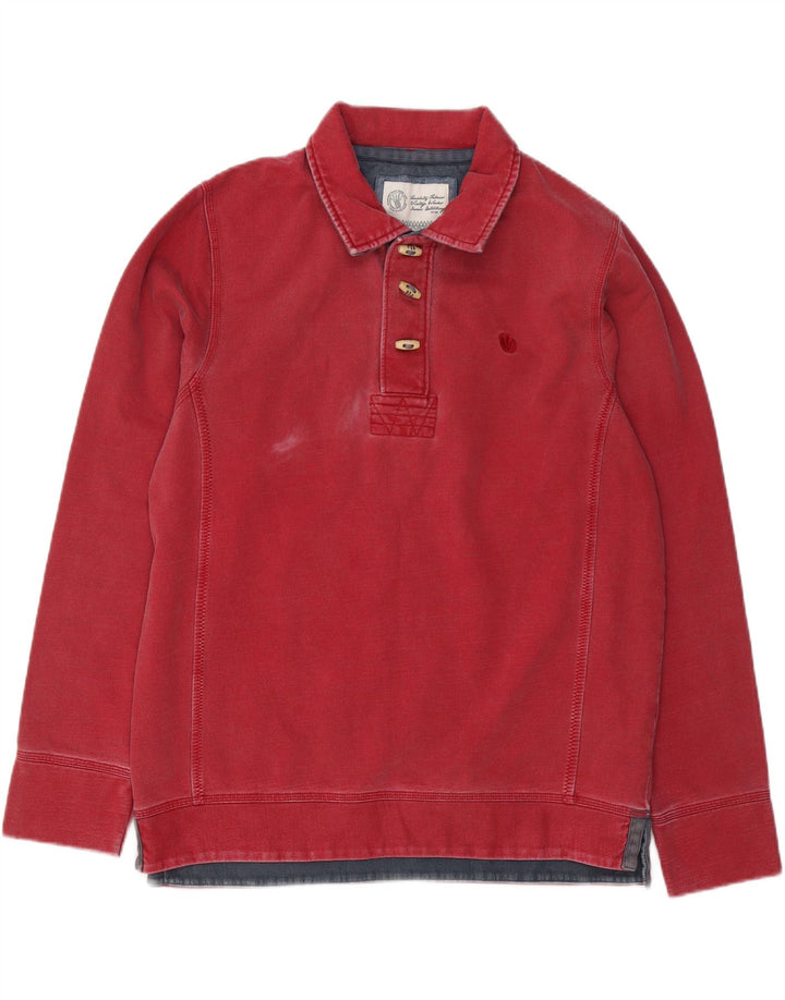 FAT FACE Ανδρικό γραφικό φούτερ πόλο με λαιμόκοψη, μεσαίο κόκκινο βαμβακερό