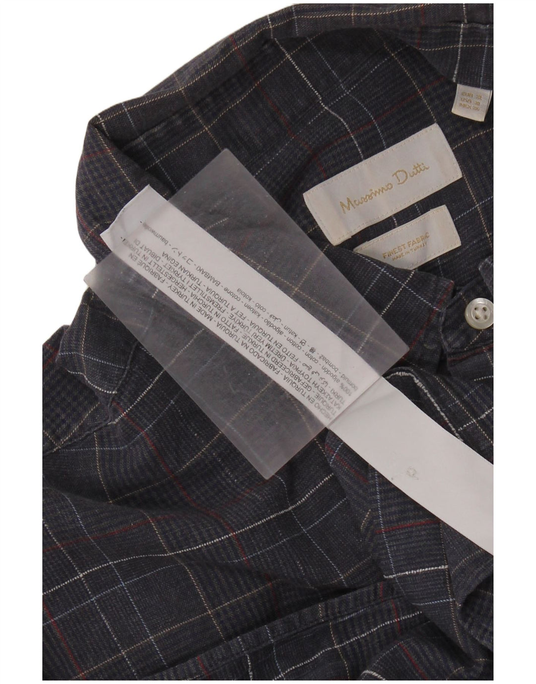 MASSIMO DUTTI Ανδρικό πουκάμισο XL Navy Blue Houndstooth Βαμβακερό