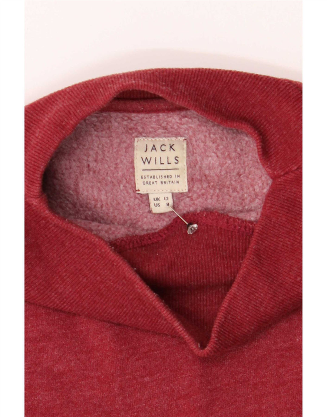 Jack Wills Γυναικεία φούτερ μεγάλου μεγέθους Jumper UK 12 μεσαίο κόκκινο βαμβακερό