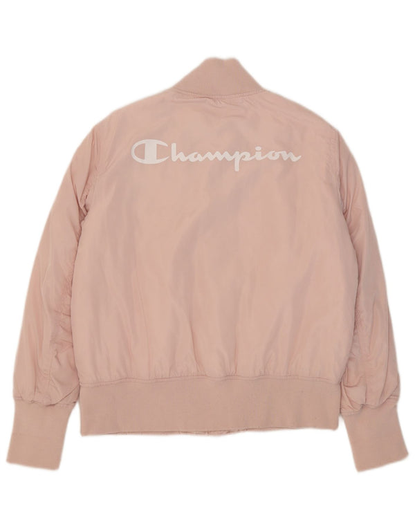Champion Womens Graphic Bomber Jacket IT 46 Large Pink Polyester