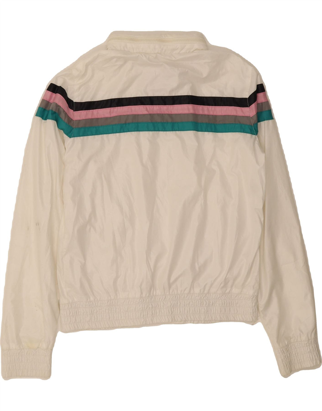 PULL & BEAR Womens Hooded Tracksuit Top Jacket UK 16 Large White Striped Vintage Pull & Bear and Second-Hand Pull & Bear from Messina Hembry 