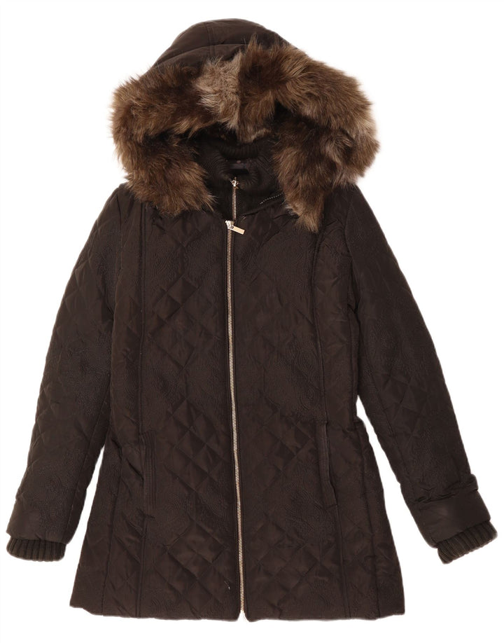 DESIGUAL Γυναικείο μπουφάν με καπιτονέ με κουκούλα με επένδυση EU 38 Medium Black Paisley