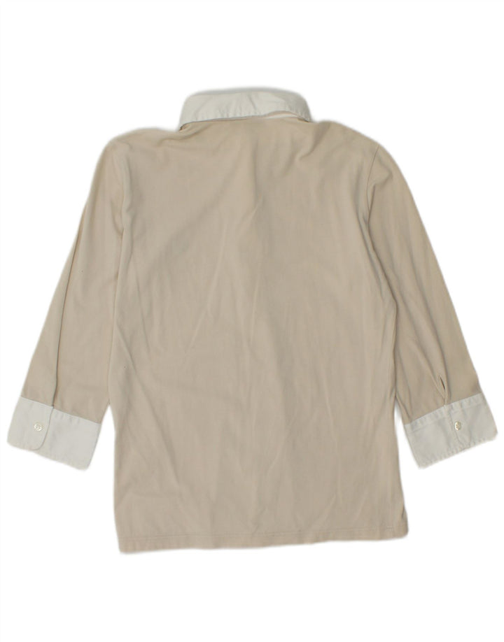 FRED PERRY Γυναικείο πουλόβερ πουκάμισο 3/4 μανίκι UK 14 μεγάλο μπεζ χρώμα