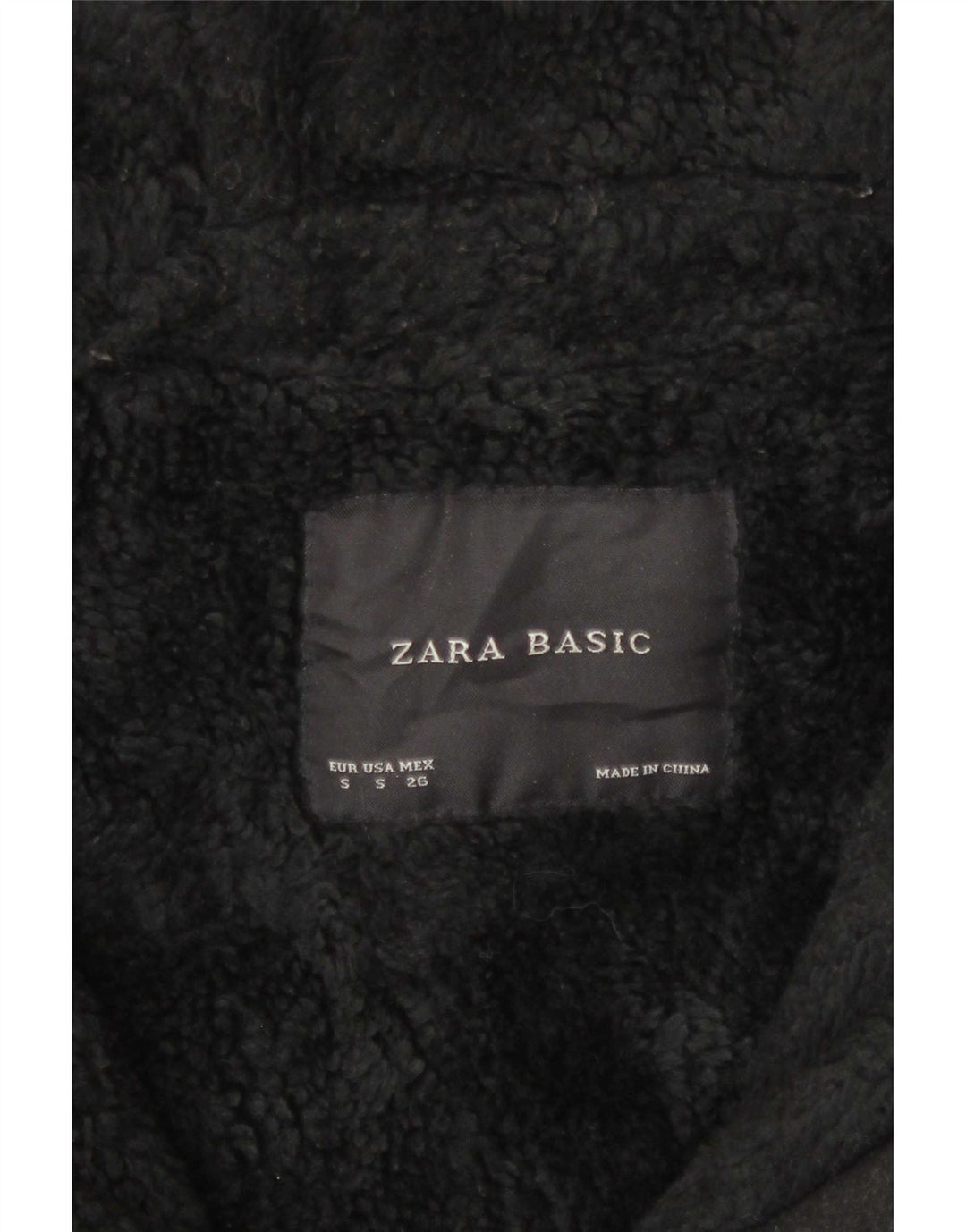 Zara Γυναικείο μπουφάν Sherpa με κουκούλα μεγάλου μεγέθους UK 10 Small Grey Wool
