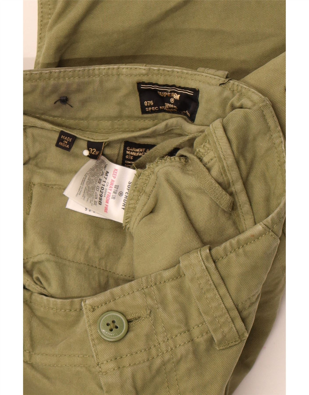Ανδρικό σορτς Cargo Superdry W32 από μεσαίο χακί βαμβακερό