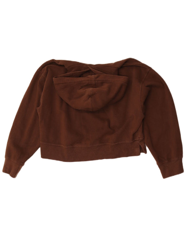 Zara Womens Crop Oversized Hoodie Jumper UK 10 Small Brown Βαμβακερό