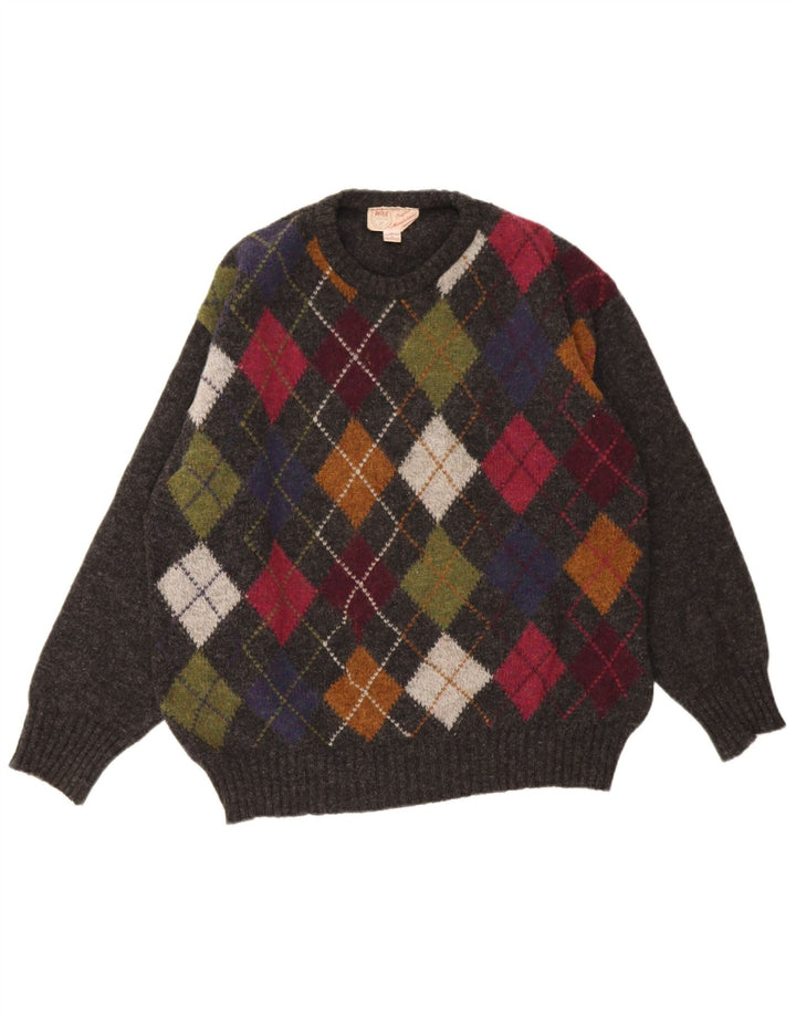 Ανδρικό πουλόβερ Rifle Crew Neck Jumper XL Grey Argyle/Diamond Wool