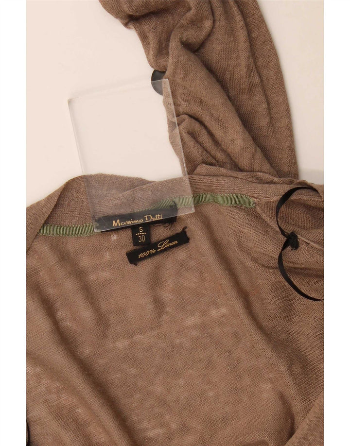 Massimo Dutti Γυναικείο πουλόβερ ζακέτα UK 10 Μικρό καφέ λινό