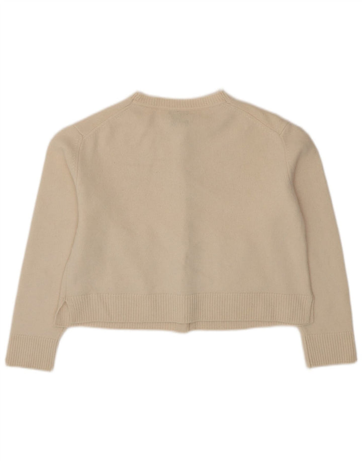 Massimo Dutti Γυναικείο πουλόβερ Crop Cardigan UK 14 Medium Beige Wool