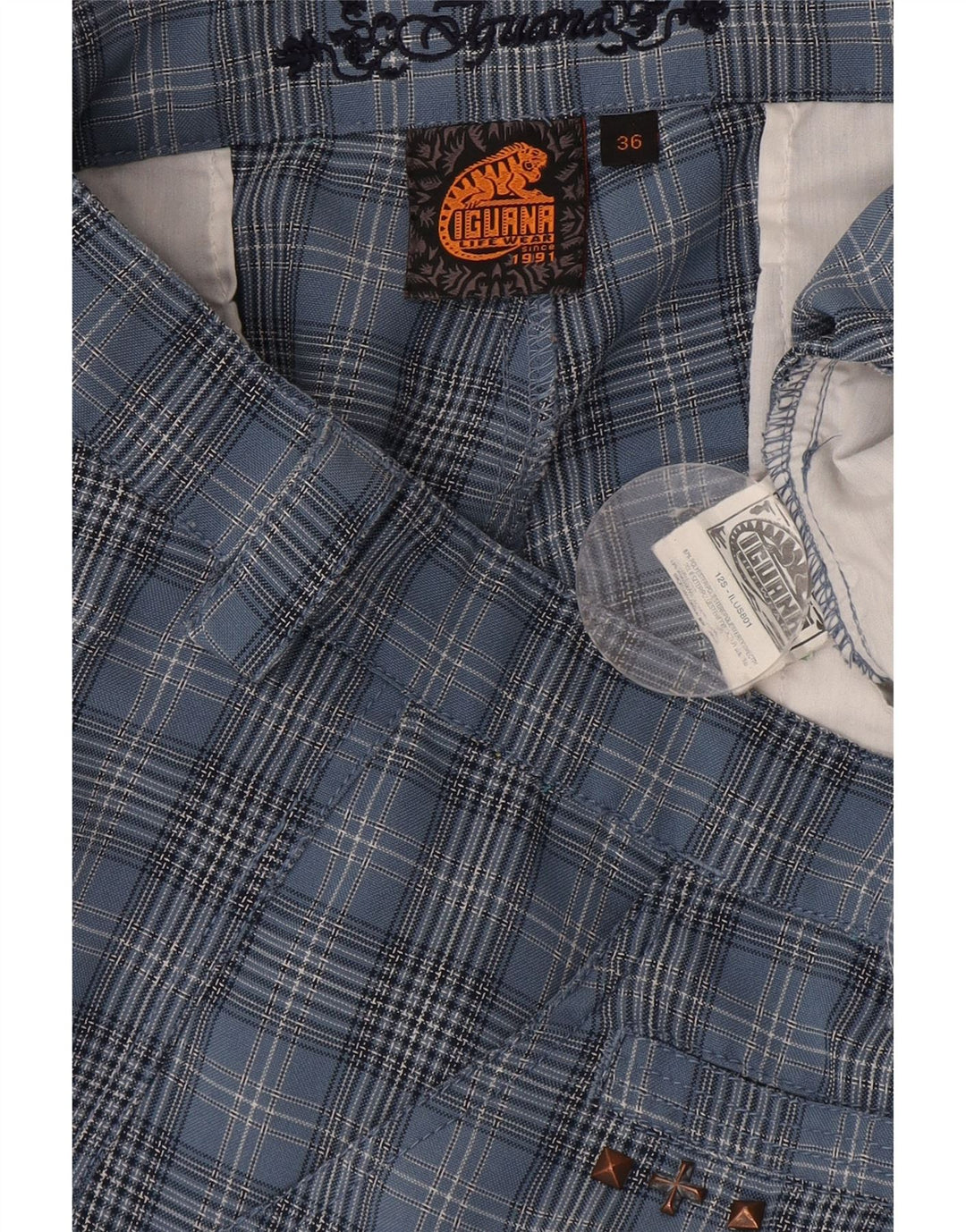 Ανδρικό σορτς Chino IGUANA W36 Large Blue Check Polyester