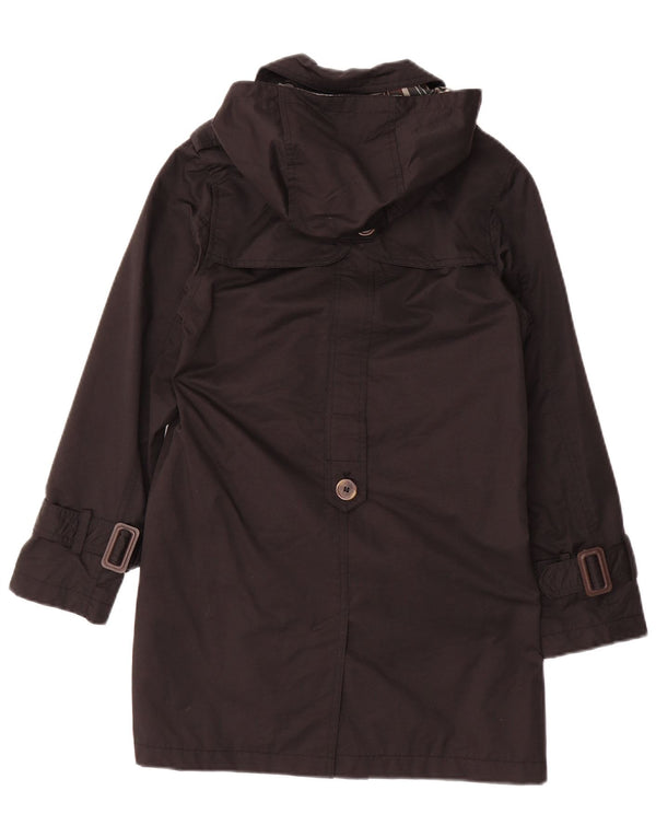 Zara Girls Hooded Double Breasted Παλτό 9-10 ετών Μαύρο Βαμβακερό