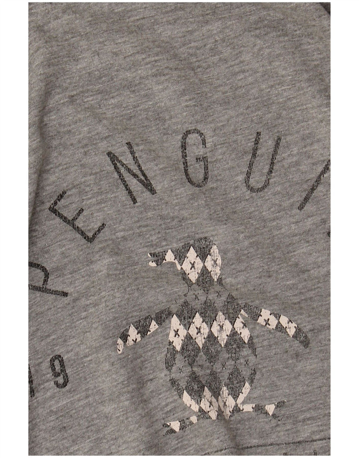 Ανδρικό γραφικό T-Shirt Penguin Top μεγάλο γκρι βαμβακερό
