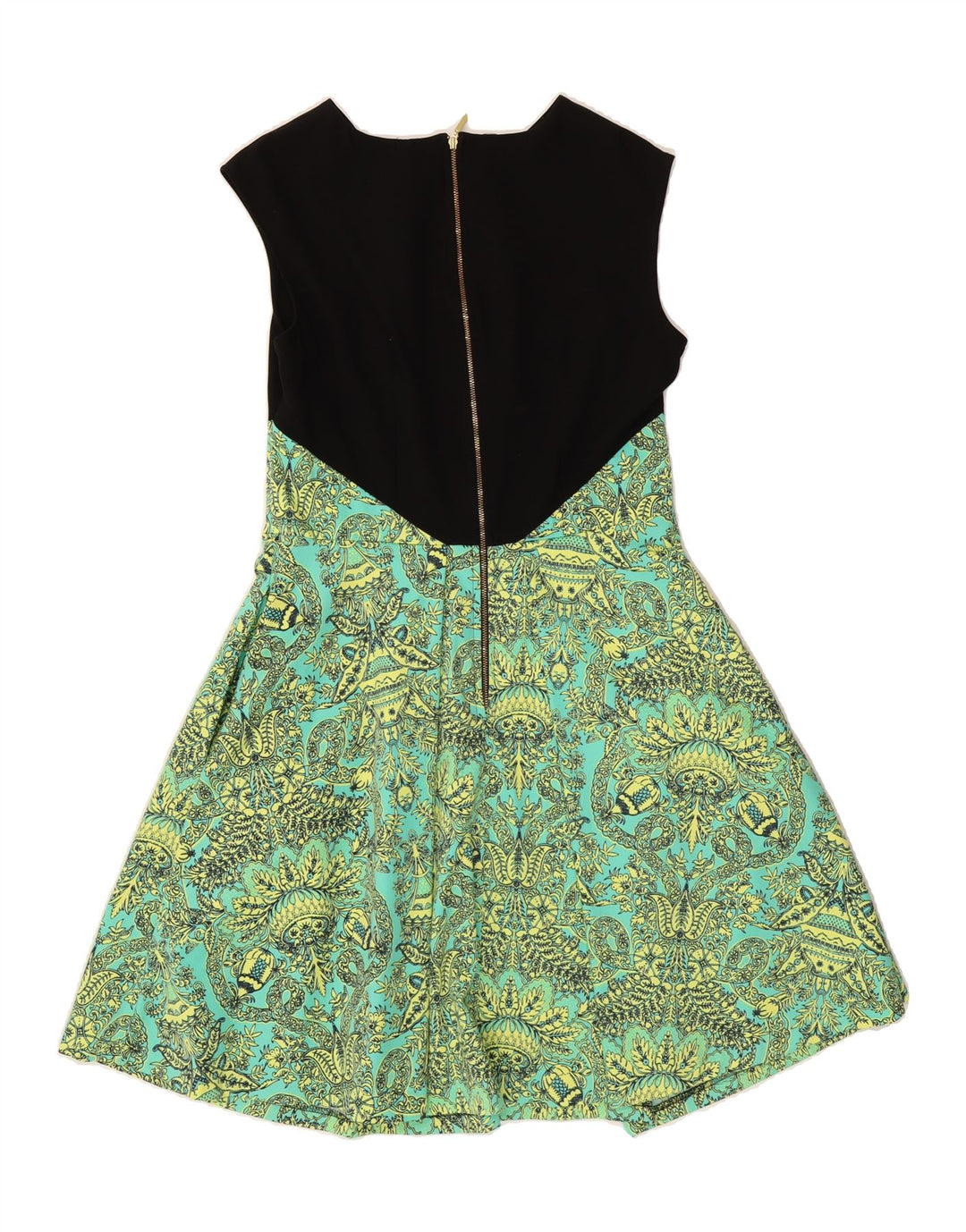 CLOSET Womens Sleeveless A-Line Dress UK 14 Medium Turquoise Paisley Vintage CLOSET and Second-Hand CLOSET from Messina Hembry 
