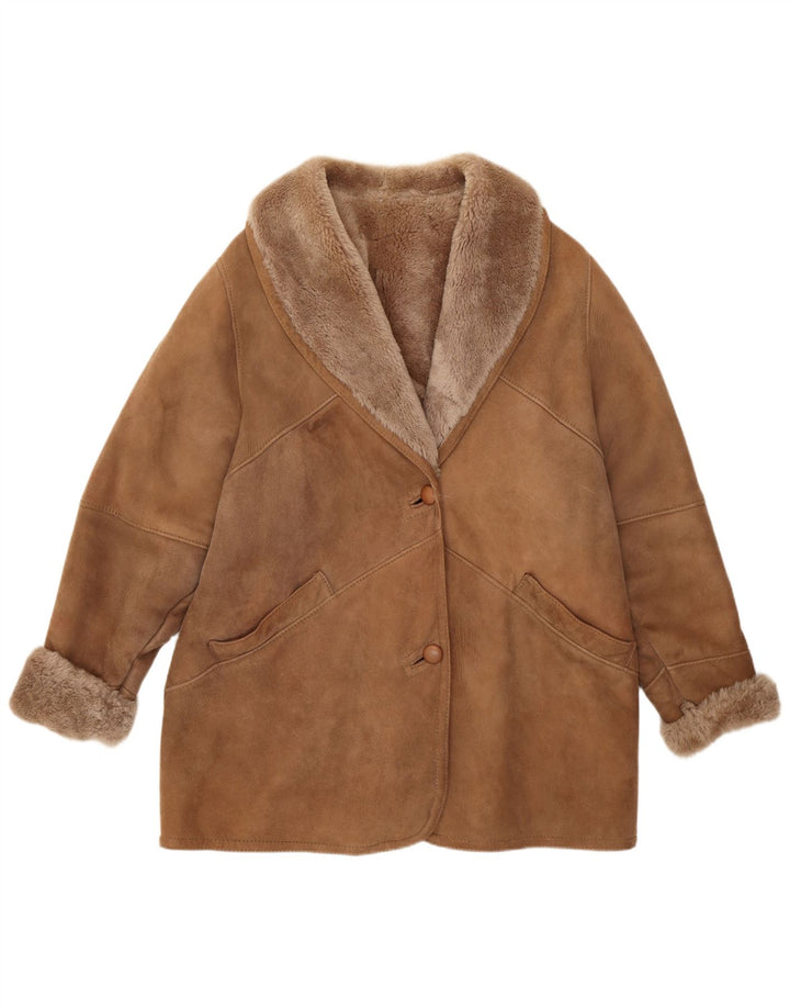 Vintage Γυναικείο Shearling Jacket UK 12 Medium Brown Classic